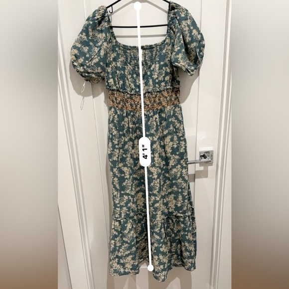 (US 6/M) Ellie Floral-print Gauze Midi Dress In Soft Seafoam - Picture 11 of 12